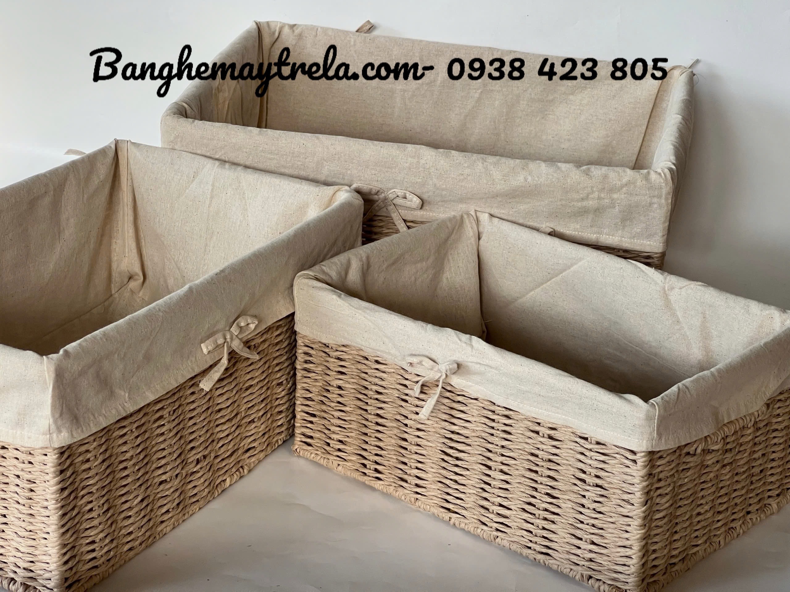 Giỏ đựng đồ chữ nhật mây tre đan